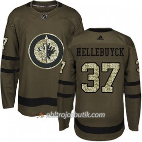Män Ishockey Winnipeg Jets Tröja Connor Hellebuyck 37 Adidas 2017-2018 Camo Grön Authentic